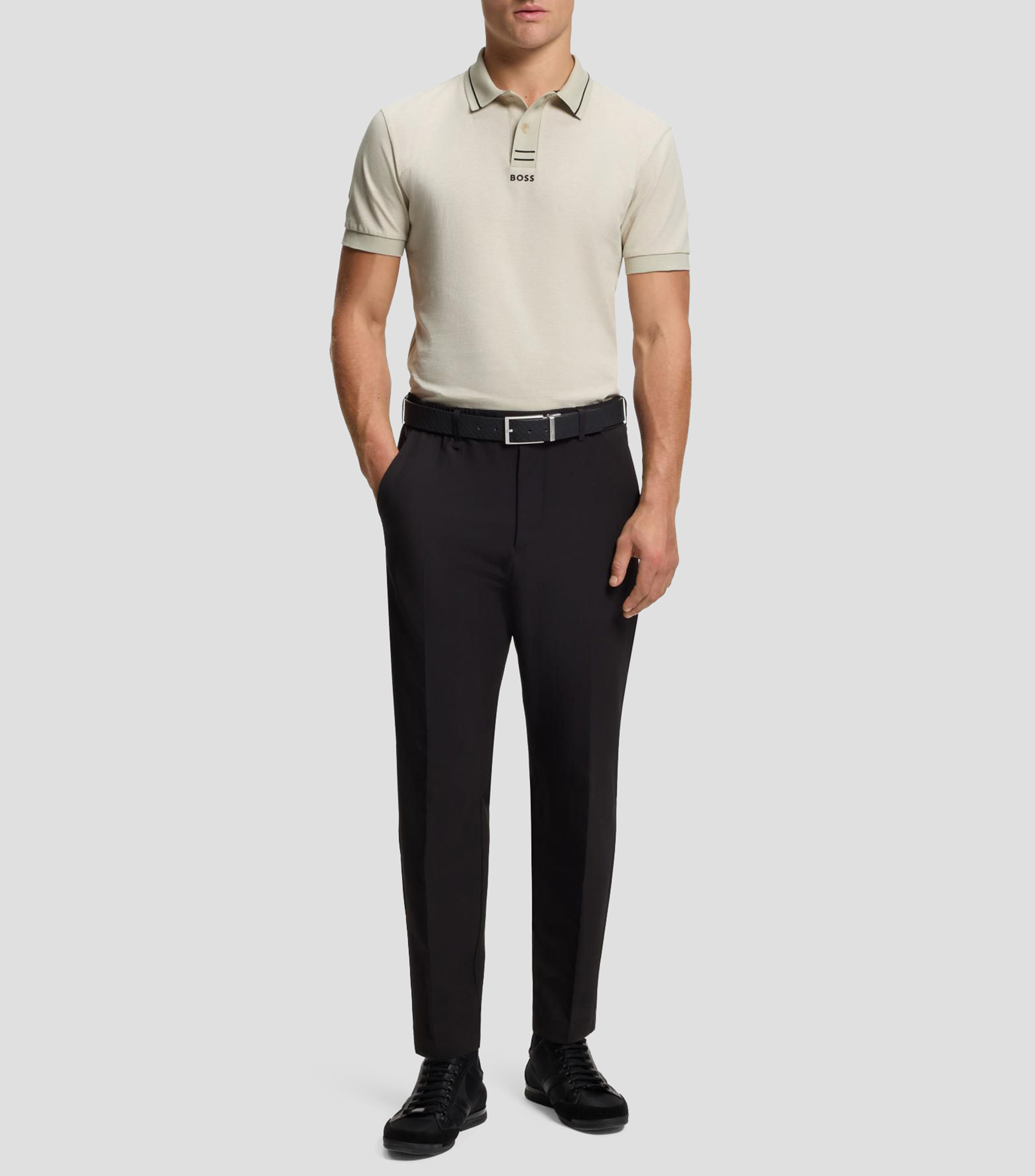 Polo slim de piqué de algodón Hombre